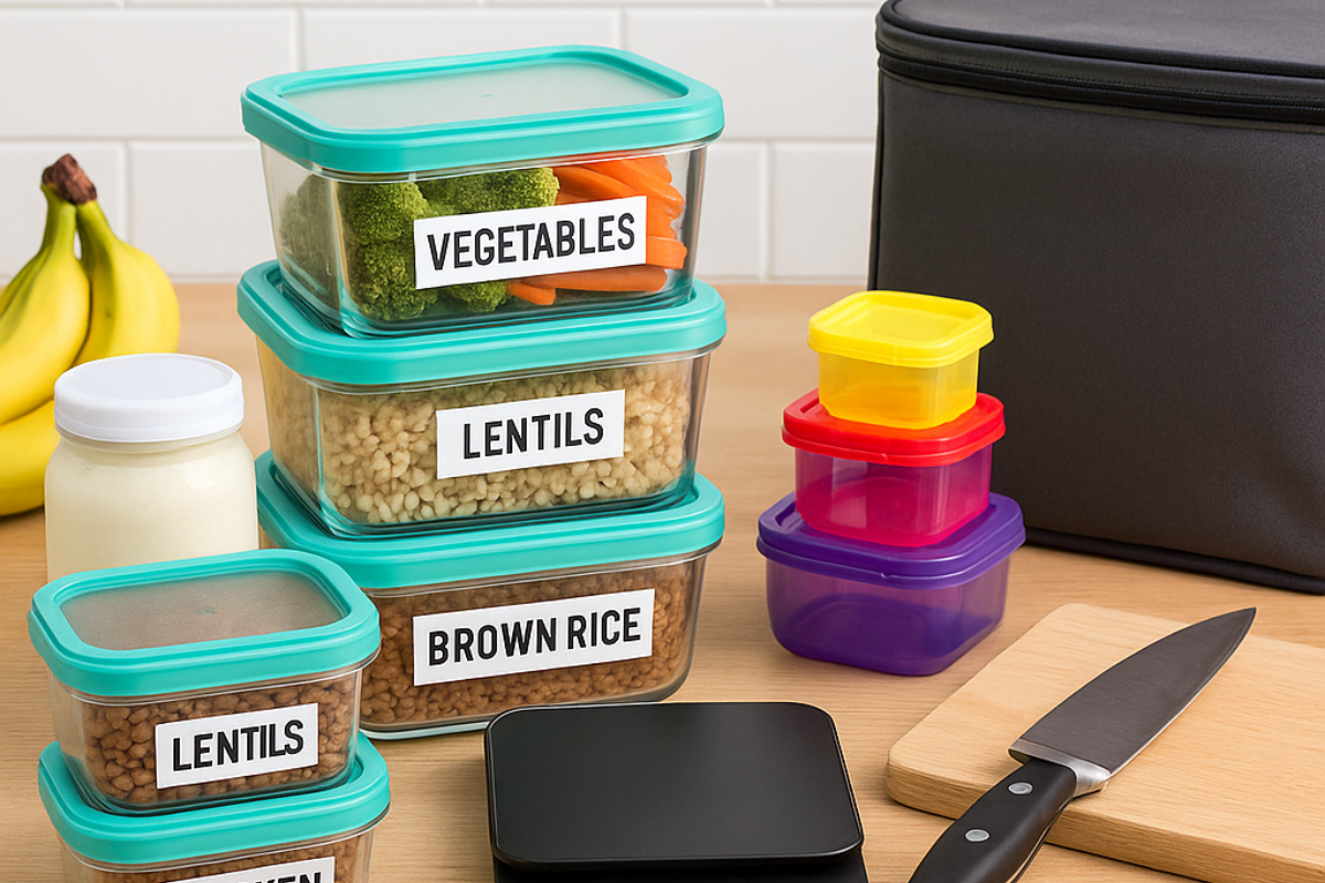 Image of kitchen accessories needed for meal prep.