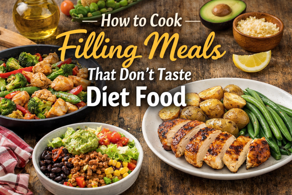 Filling home-cooked meals with chicken, vegetables, and potatoes that don’t taste like diet food